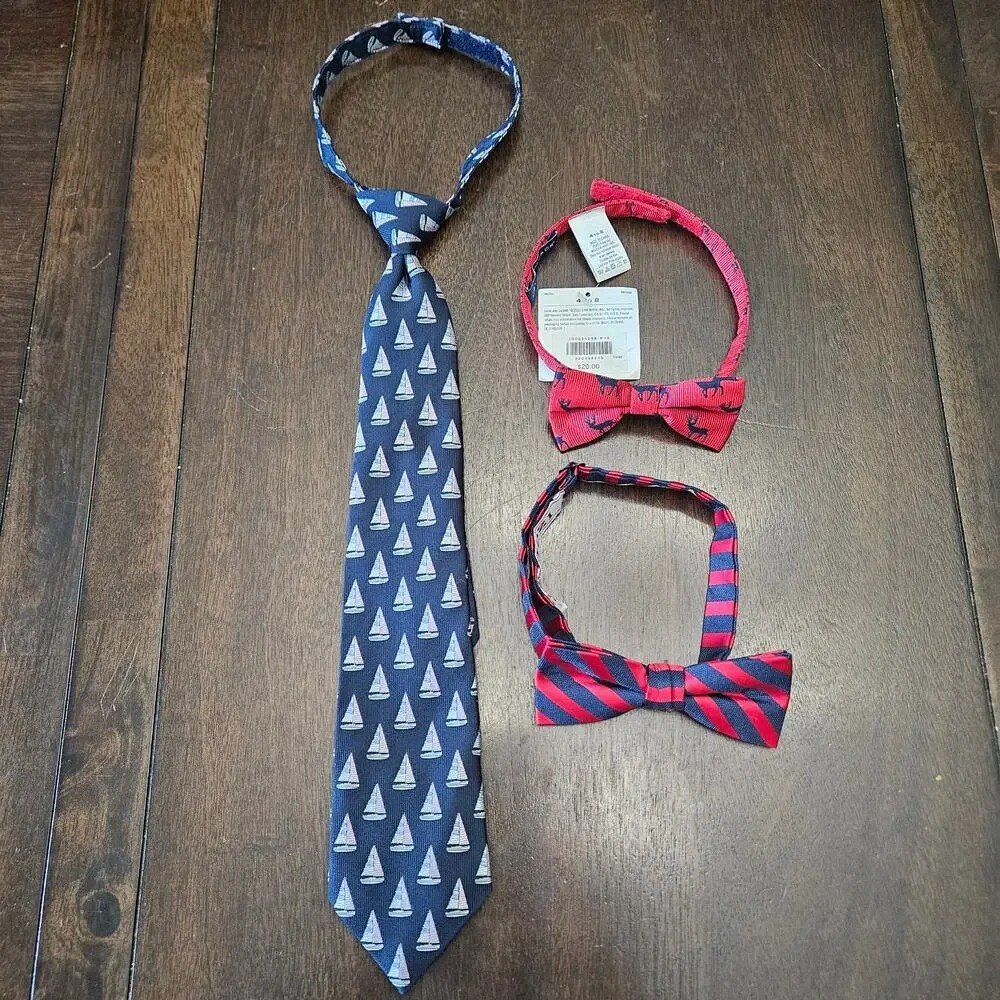 Janie and Jack‎ Boys Dress Ties Lot of 3 Size 4–8 Formal Bow Tie Necktie Preppy
